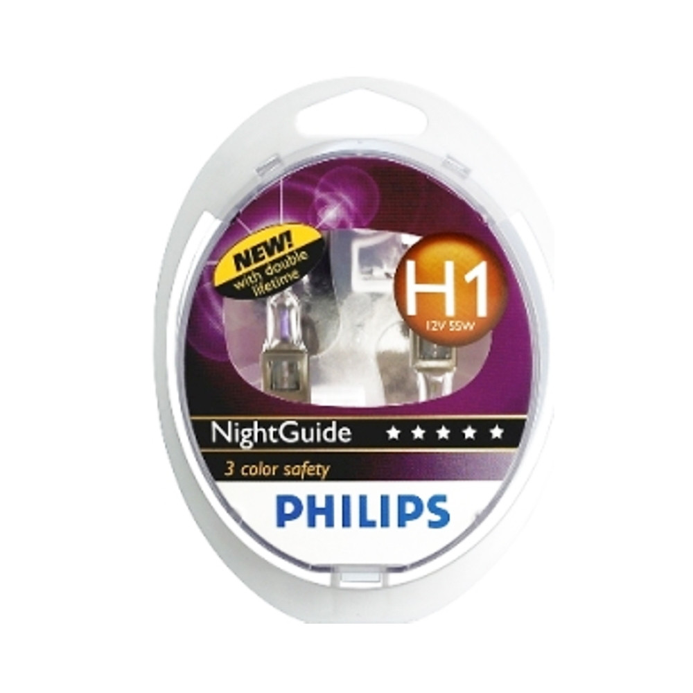 Лампа Н1 12 V 55 W PHILIPS Night Guide (хамелеон) (2 шт.)