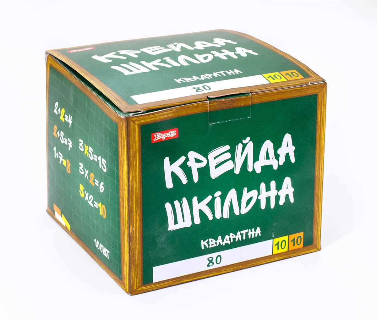 Крейда 1Вересня "Шкільний" білий+кольоровий 12х12мм, 100 шт., квадратний