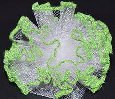 Бант на зав'язках 2 шт. білий, салатовий обідок