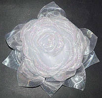 Бант на гумці 2 шт. білий, блискітки