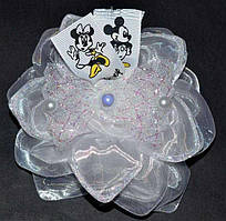 Бант на гумці 2 шт. білий, бант із сітки, мікі маус