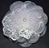 Бант на гумці 2 шт. білий, бант із сітки, мереживо