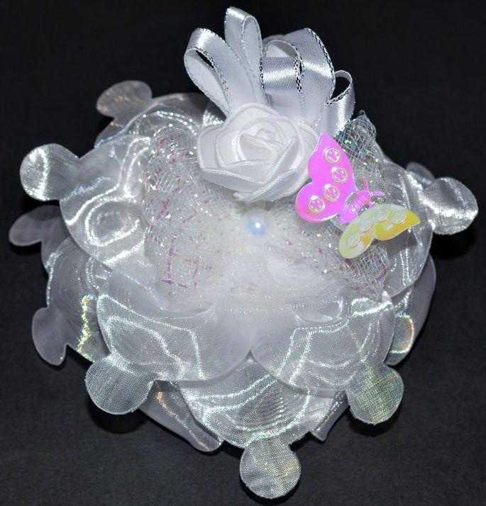 Бант на гумці 2 шт. білий, троянда, метелик, фото 1