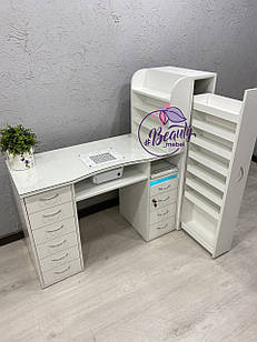 Професійний манікюрний стіл з бактерицидною Уф лампою і потайною поличкою