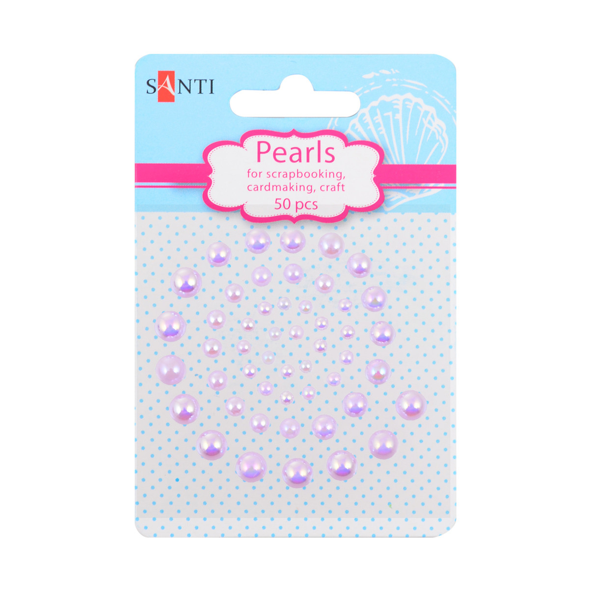 Набір перлин SANTI самоклеючих бузкових райдужних, 50 шт