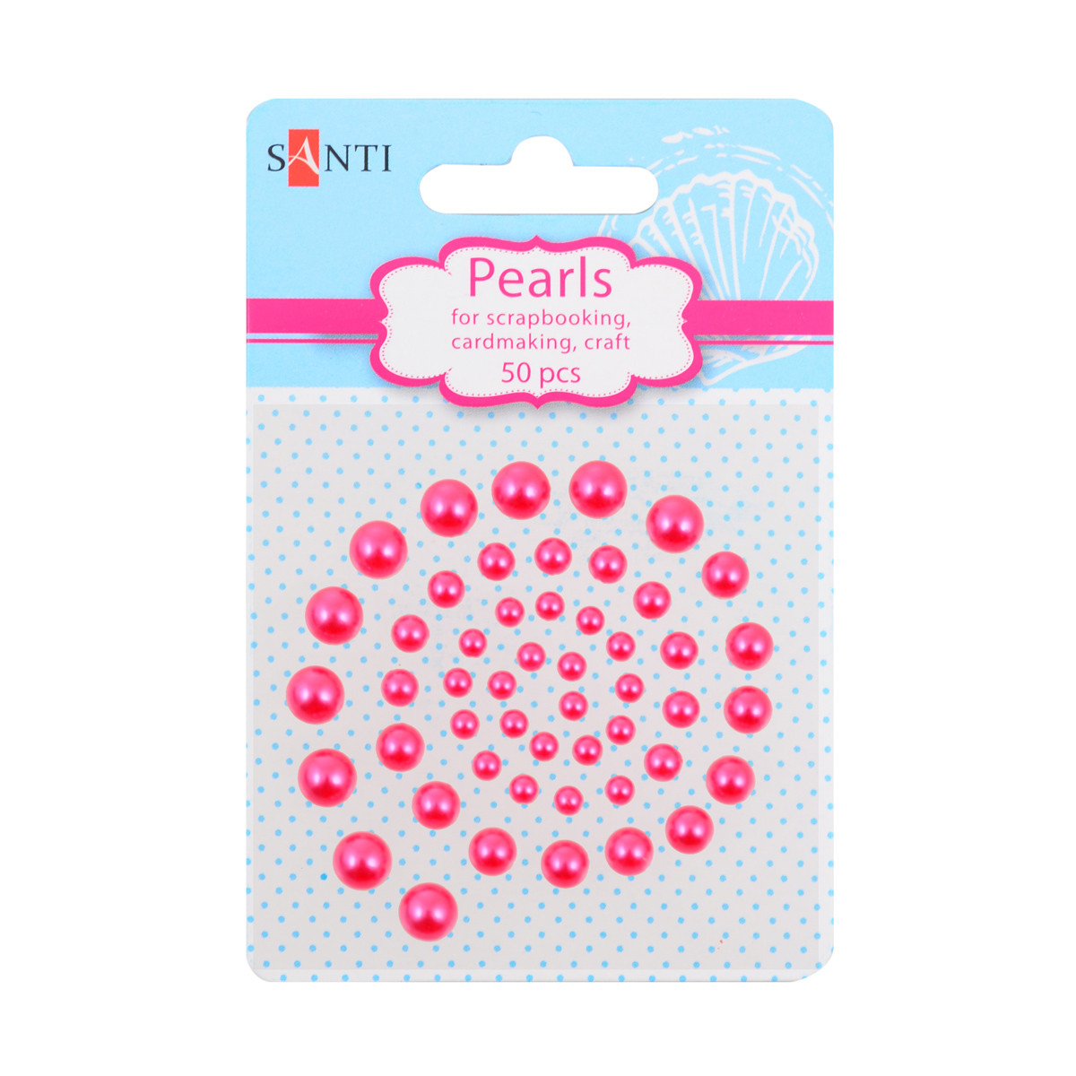Набір перлин SANTI самоклеючих малиновий, 50 шт