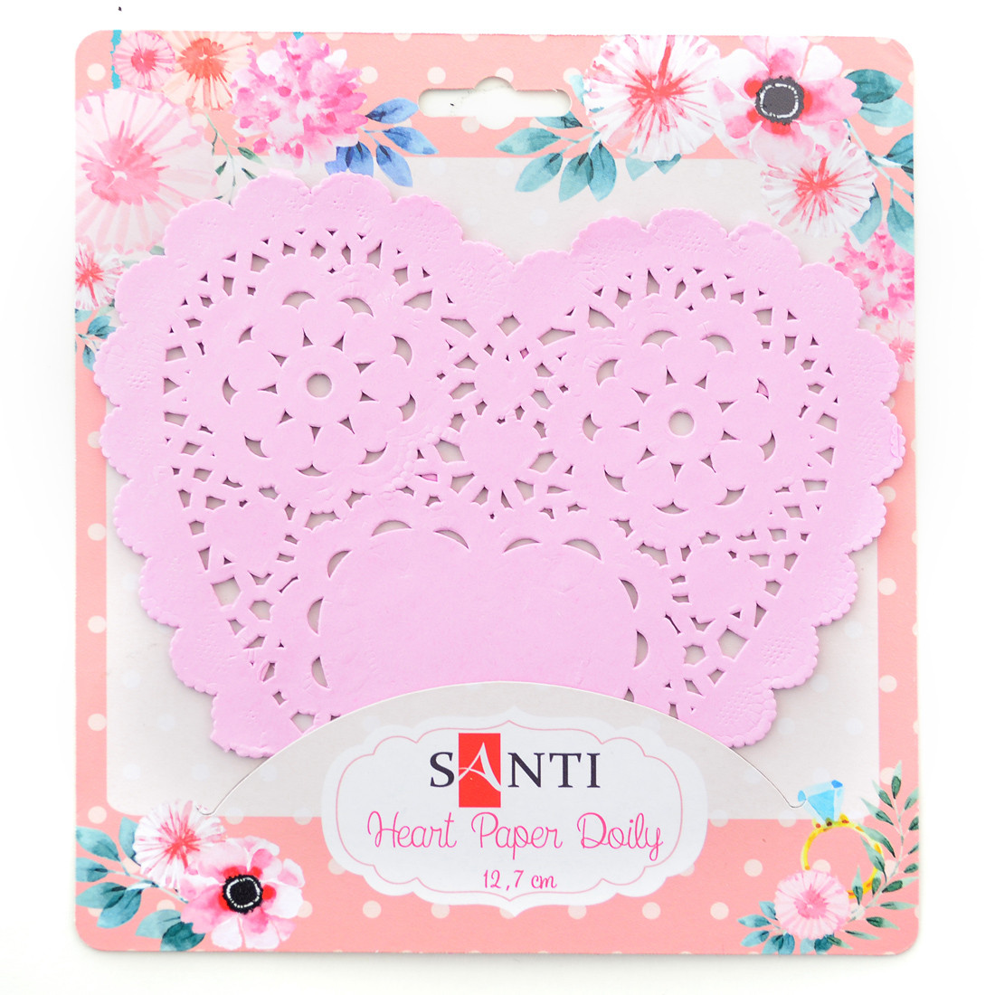 Набір серветок ажурних у формі серця, колір рожевий, діаметр 12,7 см, 12 шт.
