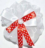 Бант білий 2 шт. червоний, у горошок