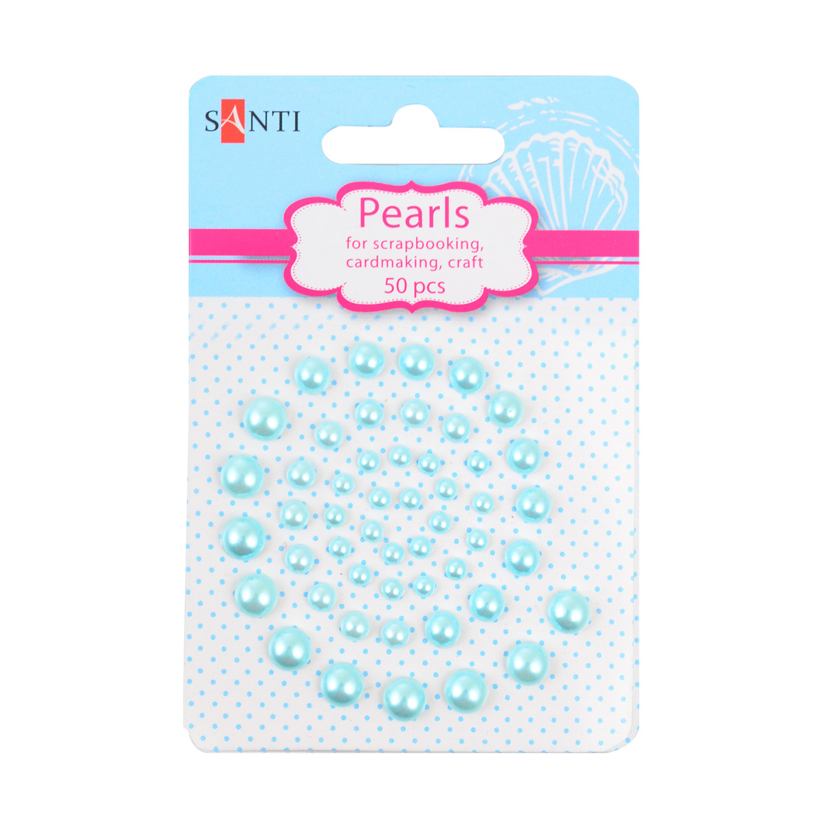 Набір перлин SANTI самоклеючих бірюзових, 50 шт