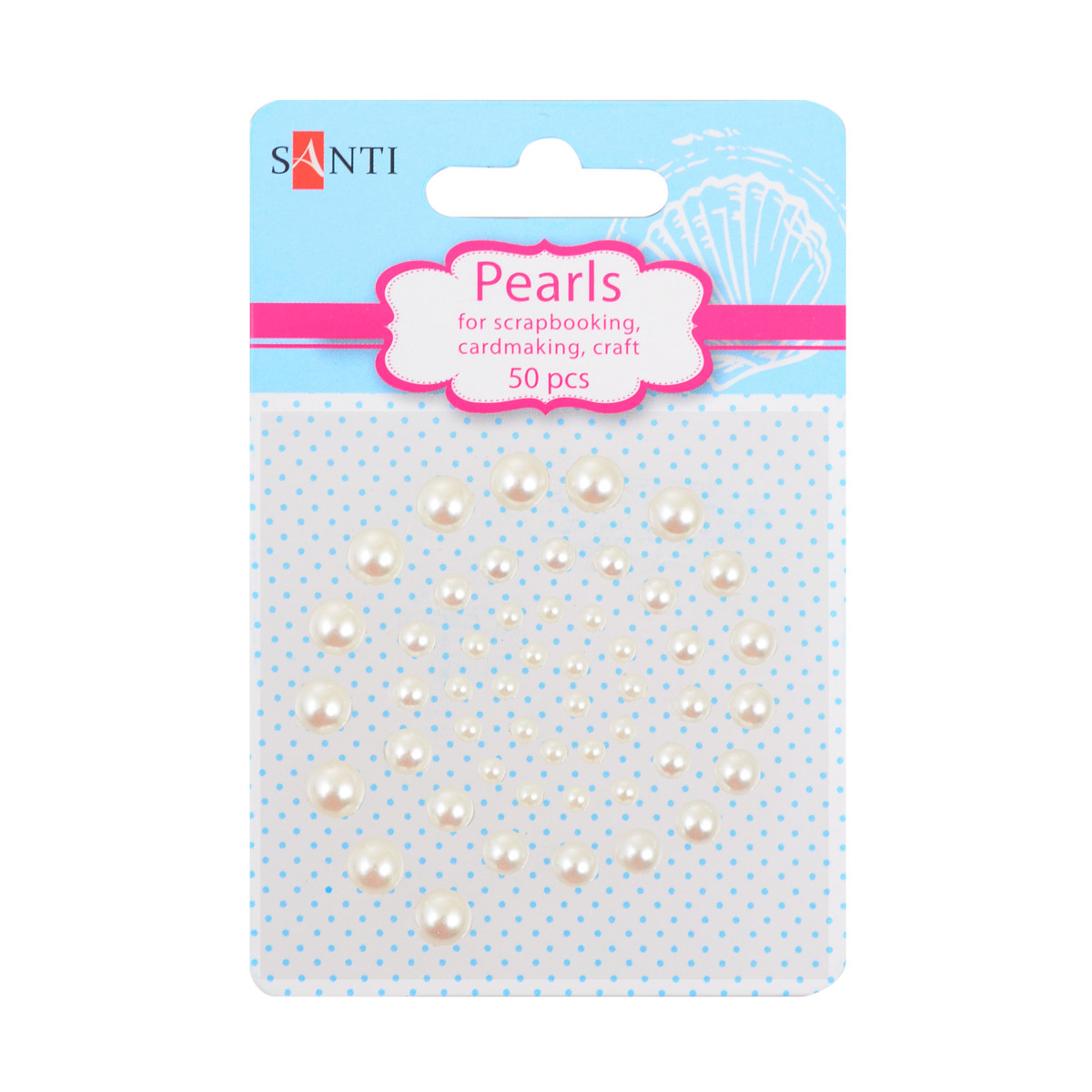 Набір перлин SANTI самоклеючих колір шампанського, 50 шт