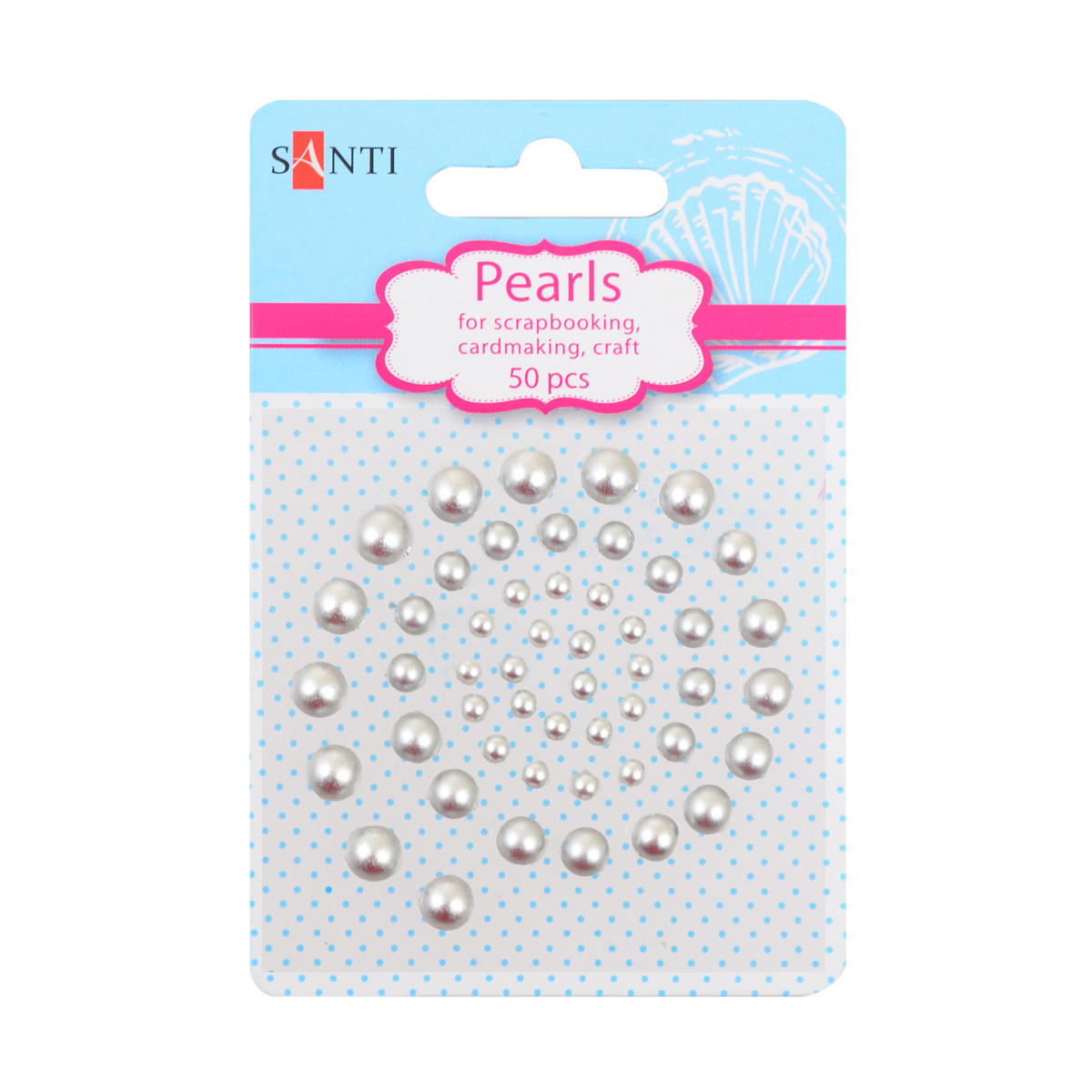 Набір перлин SANTI самоклеючих сріблястих, 50 шт