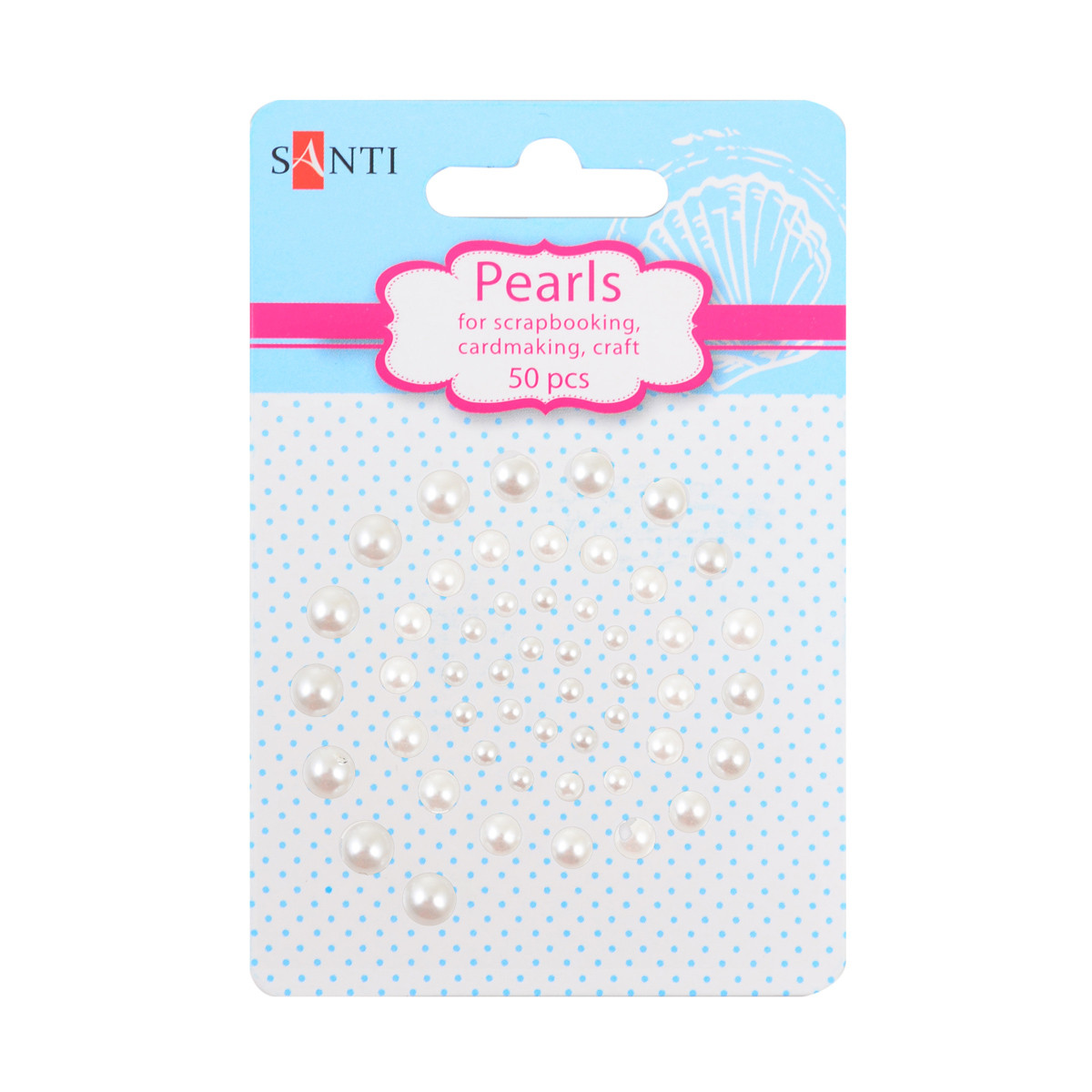Набір перлин SANTI самоклеючих білих, 50 шт