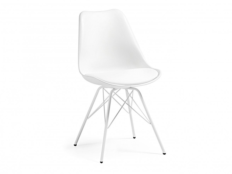 Білий стілець на металевих ніжках Milan One з суцільнолитим пластиковим сидінням з подушкою