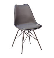 Стул на металлических ножках серого цвета Milan One с цельнолитым пластиковым сиденьем с подушкой