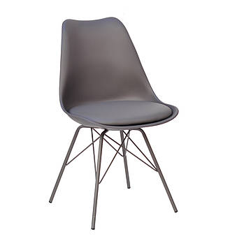 Стілець на металевих ніжках сірого кольору Milan One з суцільнолитим пластиковим сидінням з подушкою