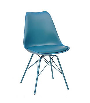 Зелений стілець на металевих ніжках Milan One з суцільнолитим пластиковим сидінням з подушкою