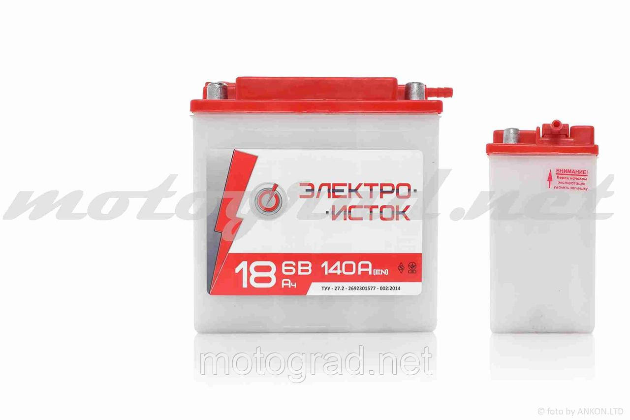 Акумулятор 6V 18A кислотний 135-75-140 мм кругла клема ЕЛЕКТРО ІСТОК УКРАЇНА, фото 1