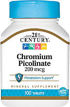 Піколінат хрому 21st Century Chromium Picolinate 200 mcg 100 Tabs