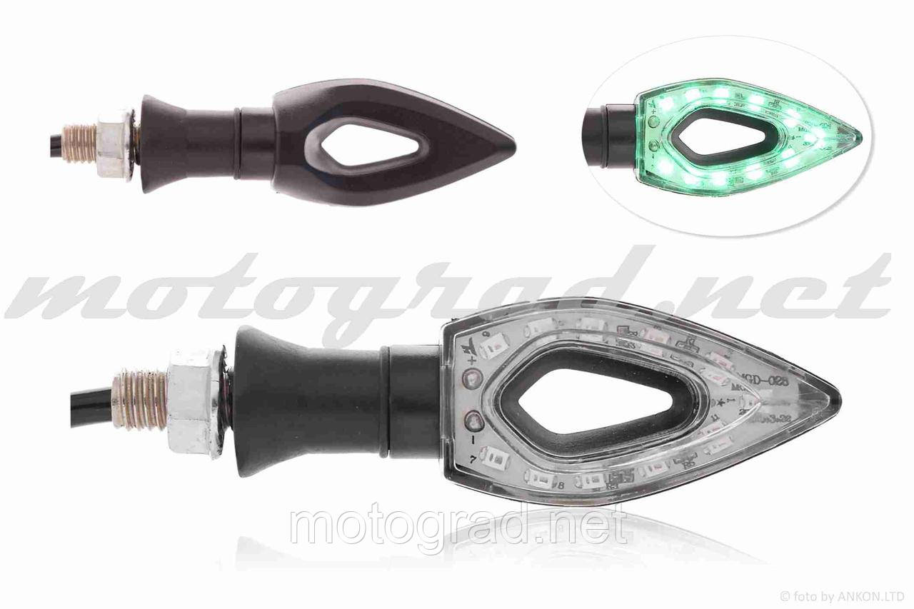 Повороти діодні стрілоподібні з отвором, 11 зелених діодів, M10, фото 1