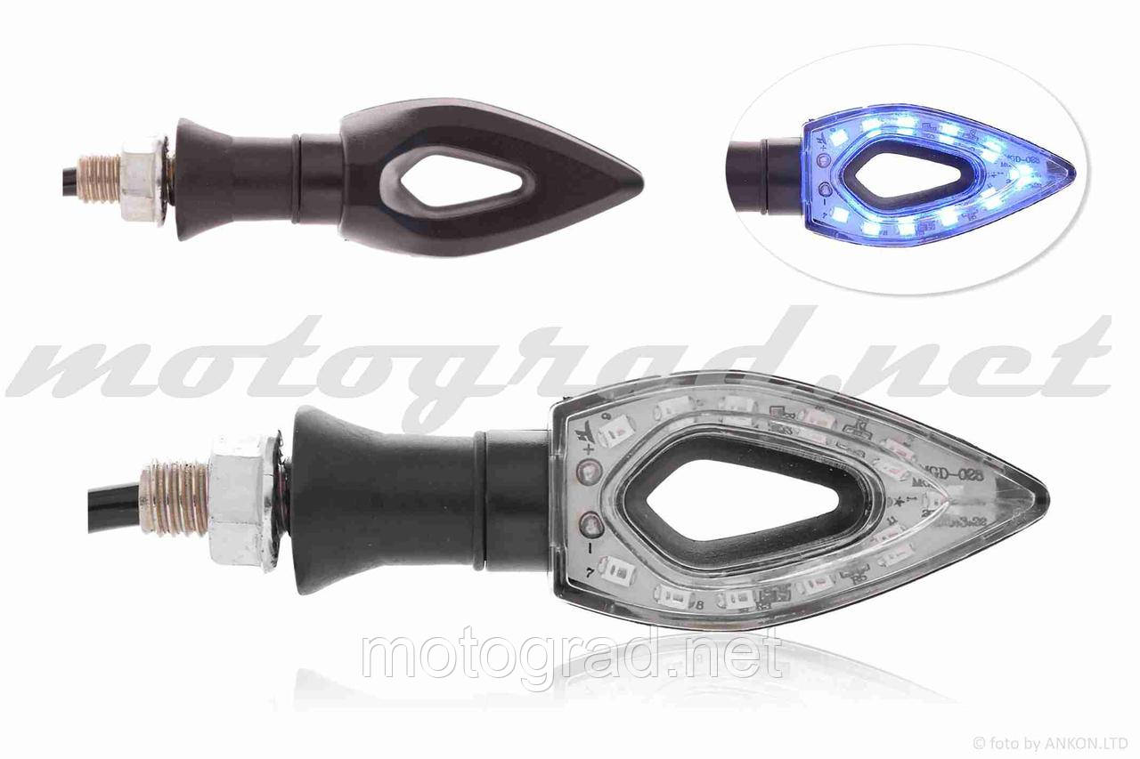 Повороти діодні стрілоподібні з отвором, 11 синіх діодів, M10, фото 1