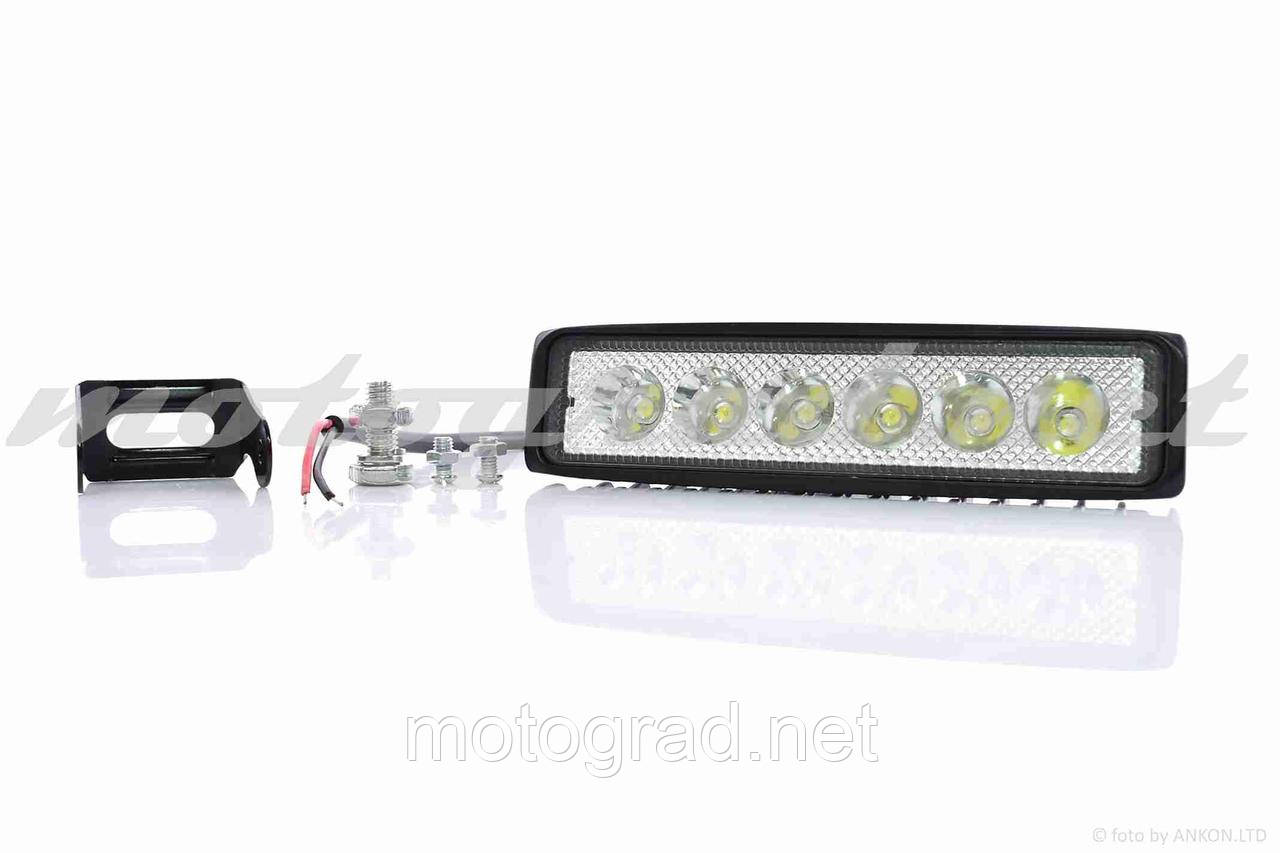 Фара додаткова балка 12V, 18W, 6 діодів, вологозахищена