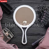 Дзеркало кругле двостороннє збільшує х5 з прогумованою ручкою D 12,5 см TITANIA art.1535 L, фото 2
