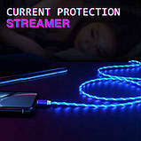 Магнітний світящійся кабель для зарядки USB - micro USB Green/Blue 1м, фото 4