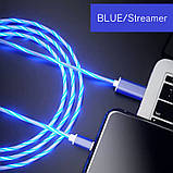 Магнітний світящійся кабель для зарядки USB - micro USB Green/Blue 1м, фото 5