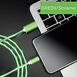 Магнітний світящійся кабель для зарядки USB - micro USB Green/Blue 1м, фото 8