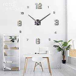 Настінний годинник 3D Великий "Realm" — 3D-годинник самоклеючий з дзеркальним ефектом, діаметр 60-130 см, стрілки 31/39 см