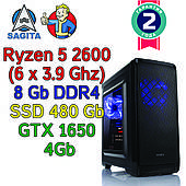 Игровой компьютер / ПК ( Ryzen 5 2600 (6 x 3.9GHz) / B450 / 8Gb DDR4 / SSD 480Gb / GTX 1650 4Gb / 500W)