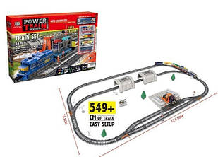Залізниця на 53 елементи з машинками, світло, звук, довжина шляхів 549 см