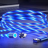 Магнітний світящійся кабель для зарядки USB - micro USB Green/Blue 1м, фото 3