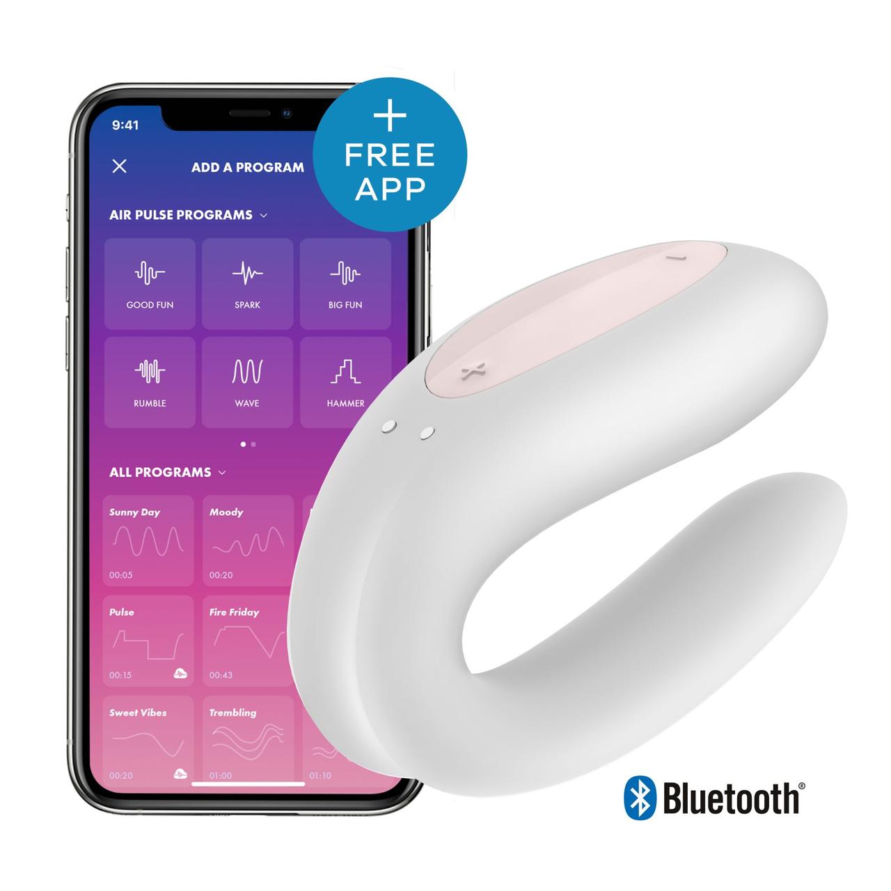 Смартвібратор для пар Satisfyer Double Joy White із широким кліторальним стимулятором 18+