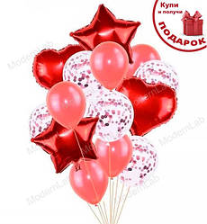 Повітряні кульки "Set red" набір - 14 шт.