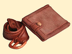 Набір з мастики чоловічий Ремінь і портмоне коричневі