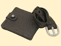 Набір чоловічий Ремінь і портмоне чорні