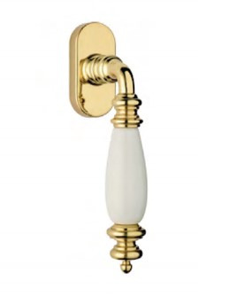 Віконна ручка на розетці Fadex Siena Ceramik латунь полірована/ білий (Італія)