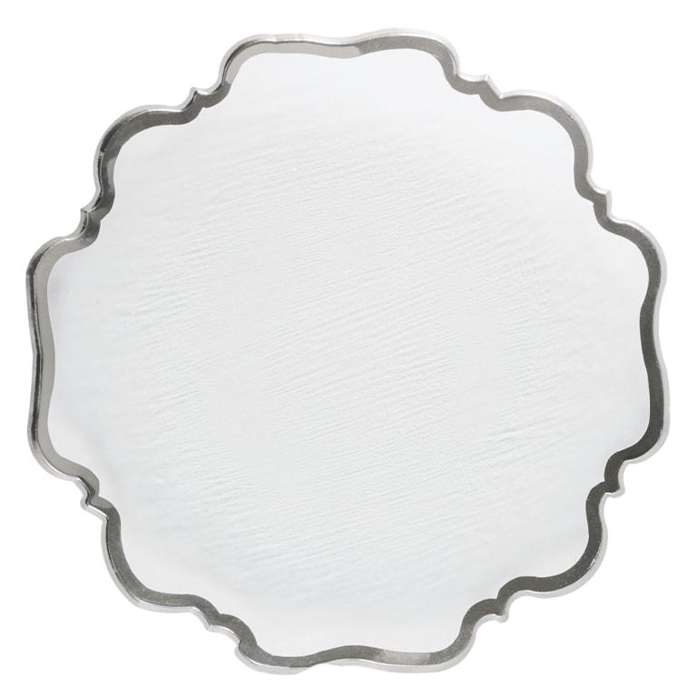 Підставна тарілка REMY-DECOR Ice Flower прозора з срібним обідком для ресторану