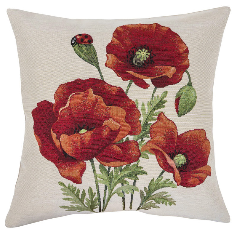Наволочка гобеленова одностороння Маки (45х45 см), фото 1
