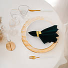 Тарілка підставна скляна REMY-DECOR Phoenix Ø 33см прозора із золотими мазками для святкового столу, фото 2