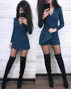 Стильний комбінезон із шортами на запах з імітацією спідниці, фото 1