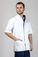 Костюм медичний чоловічий Bravery (Бравері) ELIT COTTON. Білий/темно-синій