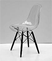 Стул Nik-BK Carbon прозрачный акрил, черные деревянные ножки, Eames DSW Chair transparent