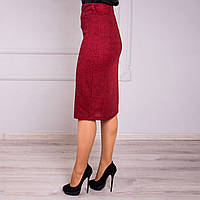 Бордовая приталенная женская теплая юбка осень-зима 46, 48, 50, 52, 54, 56