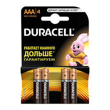 Батарейка ААА/уп 4шт Duracell Basic 1.5 V LR03 алкалінова Бельгія