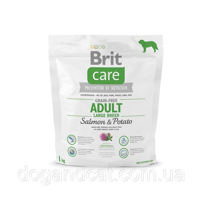 Сухой корм Brit Care (Брит Кеа) Adult Large Breed Salmon & Potato для взрослых собак крупных пород 1 кг - фото 1 - id-p1278215552