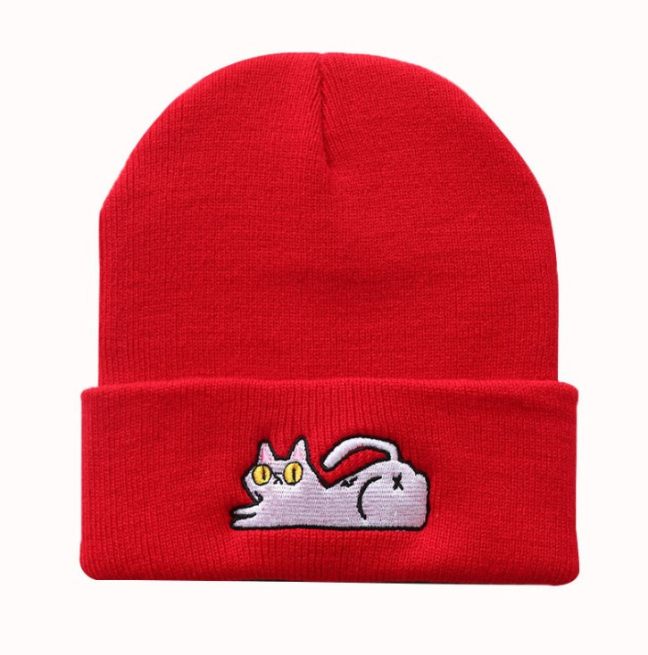 Шапка Грайливий котик розмір One Size Червоний