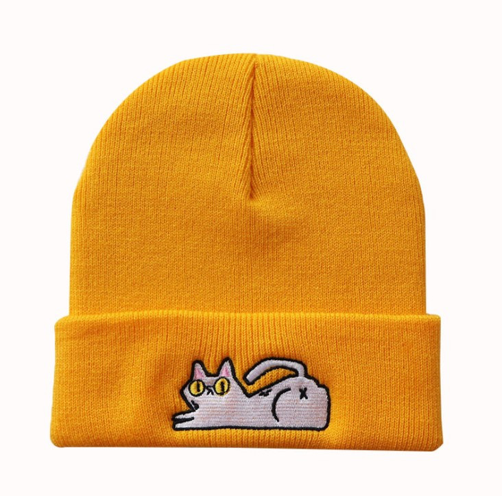 Шапка Грайливий котик розмір One Size Жовтогарячий (Золотий)
