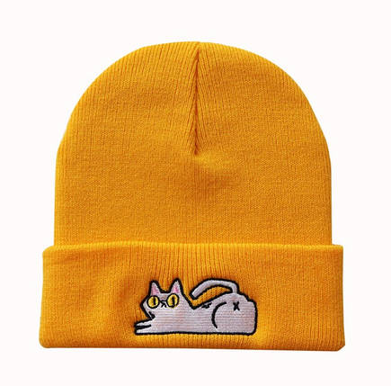 Шапка Грайливий котик розмір One Size Жовтогарячий (Золотий), фото 1